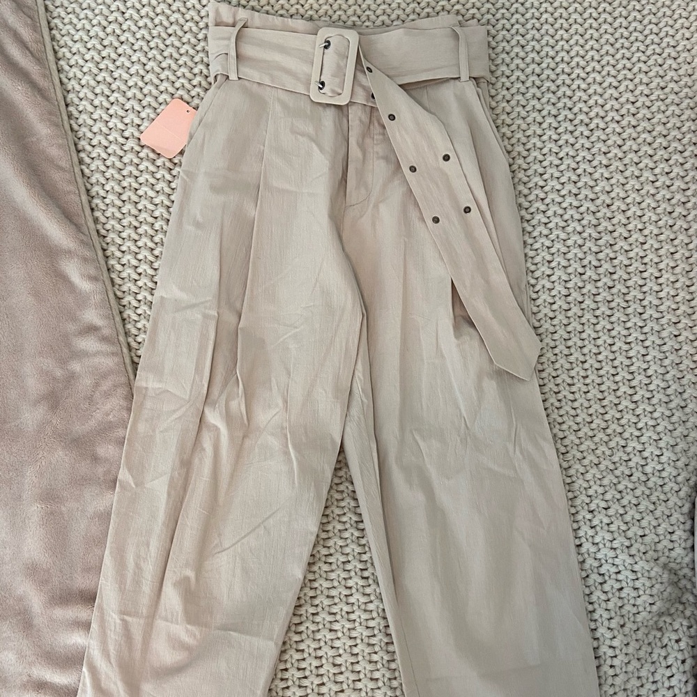 Blue Blush Boutique Nude Pants Size S Cotton With Belt Cotton